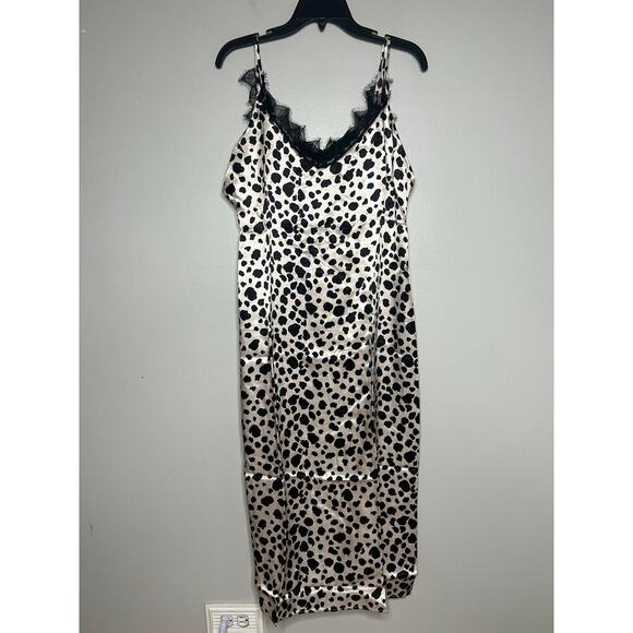 NWT By Anthropologie V-Neck Open-Back Slip Midi Dress Animal Print Sz M Mob Wife - Picture 7 of 13